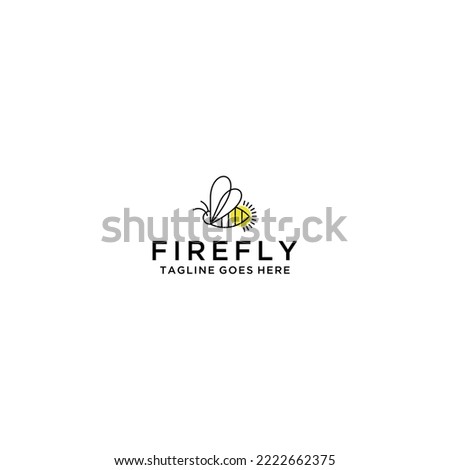 Minimalist firefly logo design black yellow outline insect nature graphic symbol icon vector illustration