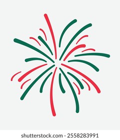 Minimalist Fireworks in Bangladesh Flag Colors