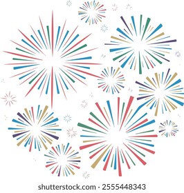 Minimalist Fireworks Vector Design with Elegant and Colorful Burst Patterns