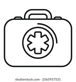 Minimalist first aid kit icon representing medical assistance and emergency care