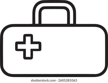 Minimalist first aid kit icon, healthcare outline vector illustration