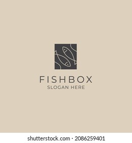 Minimalist Fish food restaurant with box logo design