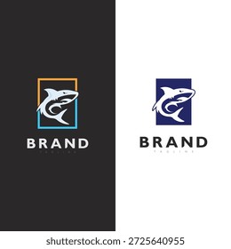Ícone de logotipo de peixe minimalista para o mercado de frutos do mar do oceano Design de identidade corporativa