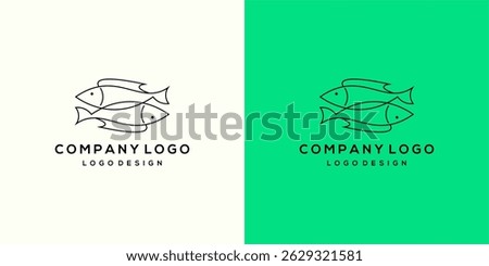 Minimalist Fish logo with line design vector restaurant logo Fish Logo Design for Company Branding