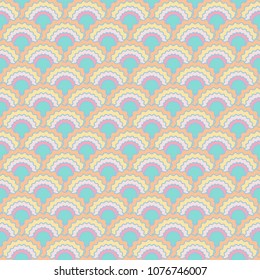 Minimalist fish scales squama background, vector seamless fabric pattern, tiled textile print. Traditional japanese squama scales seamless arc tiles motif. Mermaid skin pattern.