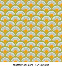 Minimalist fish scales squama background, vector seamless fabric pattern, tiled textile print. Traditional japanese squama scales seamless arc tiles surface. Textile pattern.