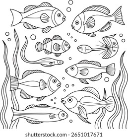  Formas de peixe minimalista - Silhuetas de animais marinhos 