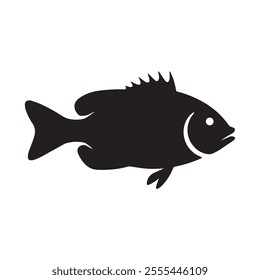 Minimalist Fish Silhouette for Aquatic Concepts, Elegant Black and White Fish Graphic Art