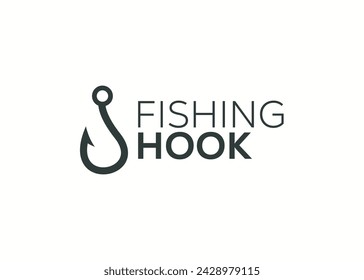 Minimalist fishing hook logo design vector template. Fishing hook vector illustration. Modern fish hook logo