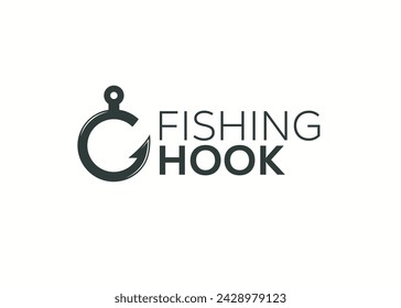 Minimalist fishing hook logo design vector template. Fishing hook vector illustration. Modern fish hook logo