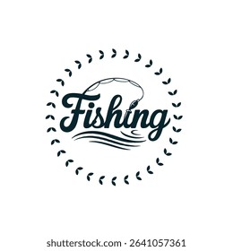 Minimalist Fishing Logo with Rod and Curved Line in Script Font
Black and White Fishing Typography Design with Rod and Silhouette
Fishing Logo with Rod as Letter and Curved Line Typography

