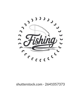 Minimalist Fishing Logo with Rod and Curved Line in Script Font
Black and White Fishing Typography Design with Rod and Silhouette
Fishing Logo with Rod as Letter and Curved Line Typography
