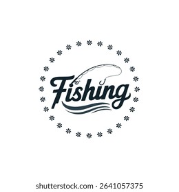 Minimalist Fishing Logo with Rod and Curved Line in Script Font
Black and White Fishing Typography Design with Rod and Silhouette
Fishing Logo with Rod as Letter and Curved Line Typography
