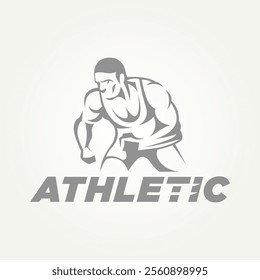 minimalist fitness club with athletic man icon logo vector illustration design. simple modern running club or sports club logo concept