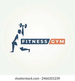 diseño minimalista de la Ilustración vectorial del logotipo del espacio negativo del gimnasio. concepto moderno simple del fitness, del gimnasio, del entrenamiento, y del logotipo del entrenador personal