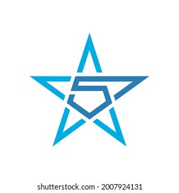 minimalist five star logo design