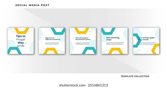 Minimalist five tips for to business online social media tutorial, tips, post banner layout template background design element promotion banner 