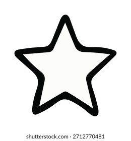 Símbolo minimalista de estrella de cinco puntas: arte de línea negra aislado

