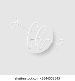 Minimalist FK Letter Monogram in Script Font with Paper Cutout Effect 
