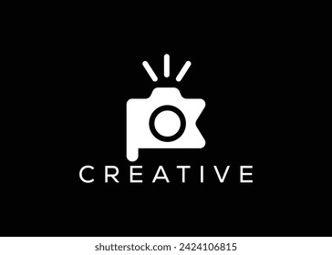 Minimalist flag camera logo design vector template. Creative modern flag photoshoot logo