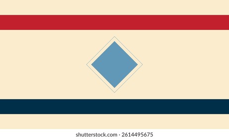 A minimalist flag design featuring three horizontal bands of color: red, beige, and navy.
