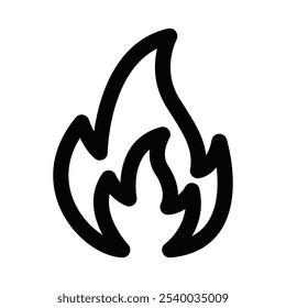 Minimalist flame icon in line art style, representing concepts like heat, passion, or energy. Vector illustration. Editable stroke.