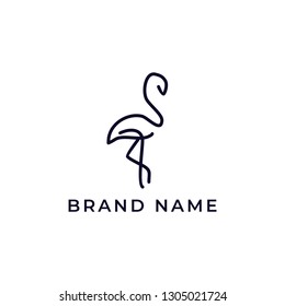 Minimalist flamingo bird logo template