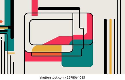 minimalist flat 60s design modern vector graphic illustration