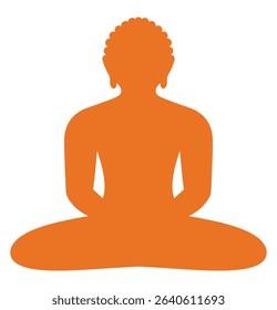 Minimalist Flat Art of Mahavira, Jain Spiritual Icon Vector for Mahavir Jayanti and Religious Use