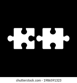 Minimalist, flat, black silhouette puzzle piece icon. Isolated on white