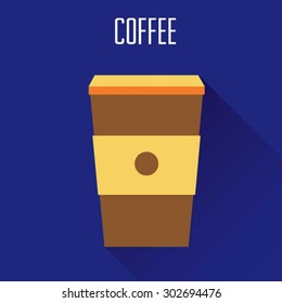 Minimalist flat coffee mug icon vector illustration