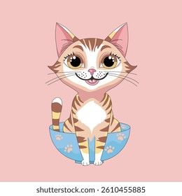 minimalist flat cute cat design modern vector graphic illustration