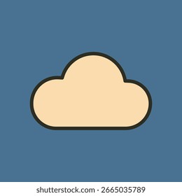 Minimalist flat design cloud icon, representing cloud storage, computing, weather, and digital technology, perfect for IT services, online platforms, and vector illustration projects.