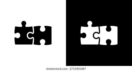 Minimalist Flat Design Connected Jigsaw Puzzle Piece Icon Illustration