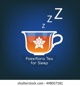 Minimalist Flat Design Cup of Herbal Tea Medicine to Fight Insomnia Problems Vector Illustration
