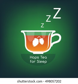 Minimalist Flat Design Cup of Herbal Tea Medicine to Fight Insomnia Problems Vector Illustration
