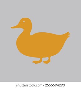 Minimalist flat design of a duck silhouette in solid orange with smooth curves and a modern aesthetic