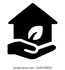 Minimalist Flat Design Ecology House on Hand Icon Symbol Illustration