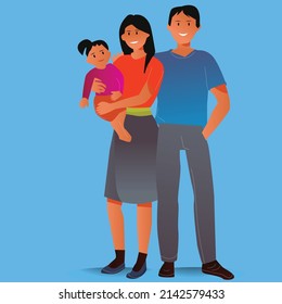 minimalist flat design family vector illustration mother father and kids
