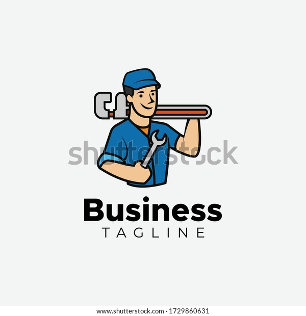 Minimalist flat design handyman logo design\
vector template