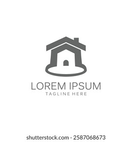 Minimalist Flat Design House Bell Logo Vector Illustration.