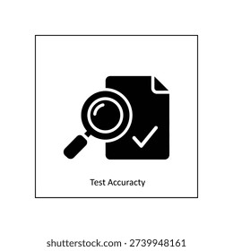 Minimalist flat design icon depicting a magnifying glass with a checkmark symbolizing test accuracy, quality assurance, and successful verification in business or education.