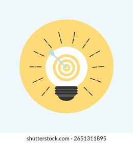 Ícone de design plano minimalista com um alvo com um feixe de luz, simbolizando foco, precisão e um objetivo claro. Ideal para apresentações e interfaces digitais.