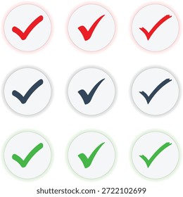 Minimalist flat design icon set with colorful check marks on white background