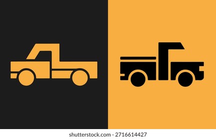 Ilustración de diseño plano minimalista de dos iconos de camionetas en fondos contrastantes