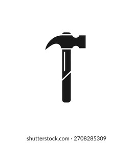 Logotipo de design plano minimalista de silhueta preta de um martelo, uma ferramenta para o modelo de logotipo de vetor de trabalho de construção