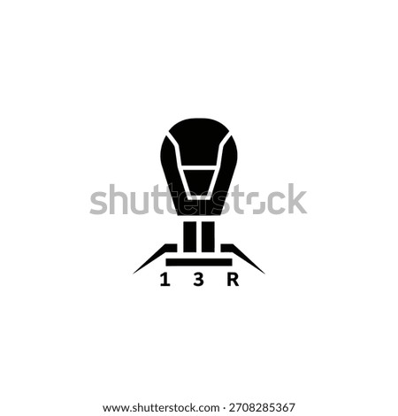 Minimalist flat design logo of black gear stick shift, a symbol of manual transmission car vector logo template