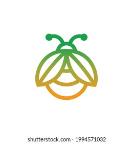 Minimalist flat design logo Bug line .Abstract emblem, design concept, logo, logotype element, template.