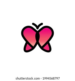 Minimalist flat design logo butterfly line .Abstract emblem, design concept, logo, logotype element, template.