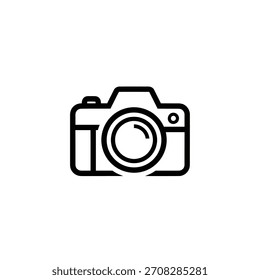 Minimalist flat design logo of camera icon, a symbol of photography and visual communication vector logo template